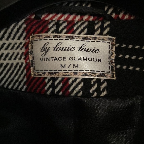 Vintage Glamour by Louie Louie plaid pea coat - Picture 2 of 11